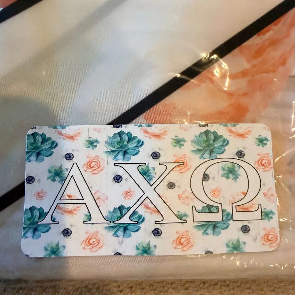 Sorority Shop Alpha Chi Omega Succulent Floral Sorority Flag Women OS Pink White
